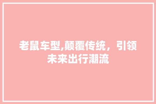 老鼠车型,颠覆传统，引领未来出行潮流