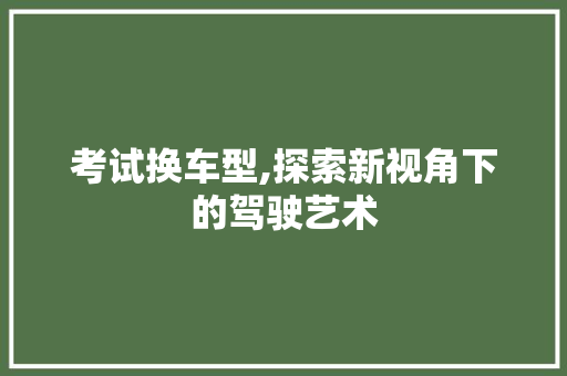 考试换车型,探索新视角下的驾驶艺术