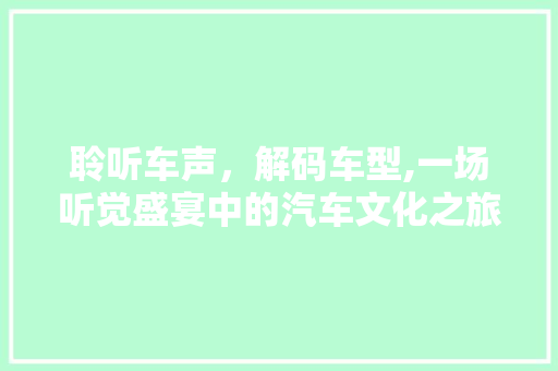 聆听车声，解码车型,一场听觉盛宴中的汽车文化之旅