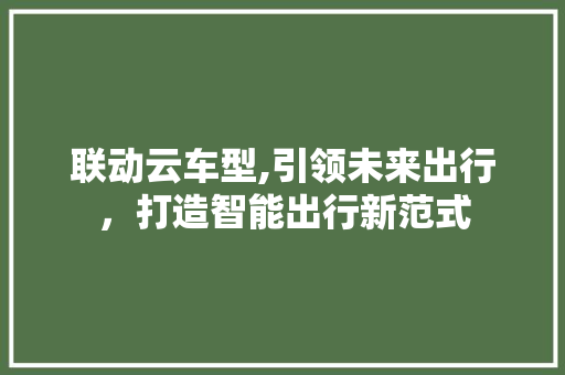 联动云车型,引领未来出行，打造智能出行新范式