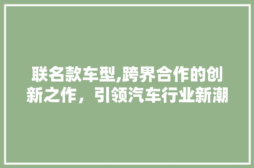 联名款车型,跨界合作的创新之作，引领汽车行业新潮流