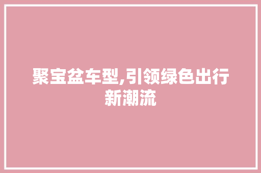 聚宝盆车型,引领绿色出行新潮流