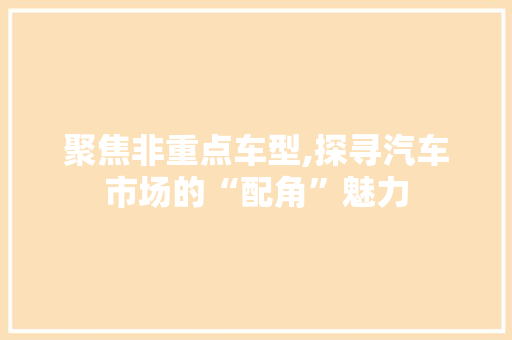 聚焦非重点车型,探寻汽车市场的“配角”魅力 底盘配件