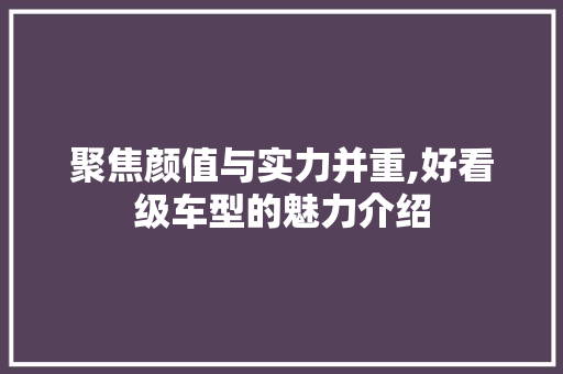 聚焦颜值与实力并重,好看级车型的魅力介绍
