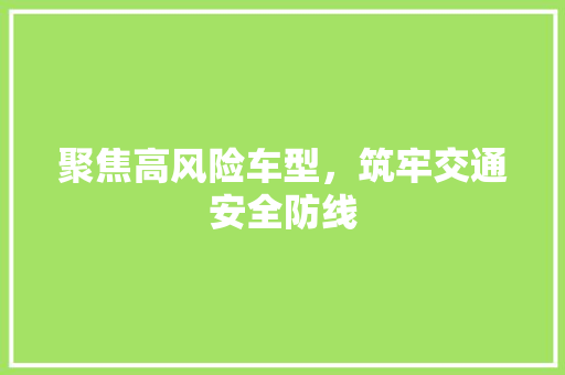 聚焦高风险车型，筑牢交通安全防线