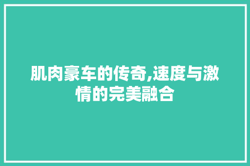 肌肉豪车的传奇,速度与激情的完美融合