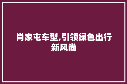 肖家屯车型,引领绿色出行新风尚
