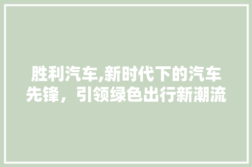 胜利汽车,新时代下的汽车先锋，引领绿色出行新潮流