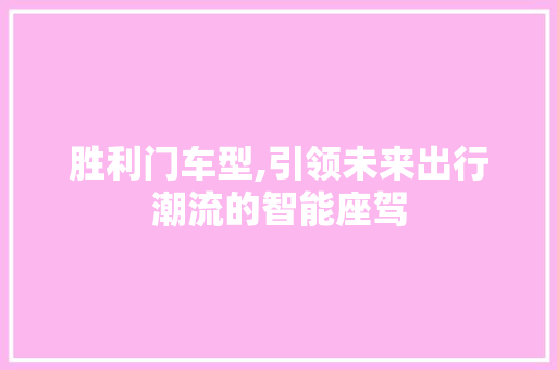 胜利门车型,引领未来出行潮流的智能座驾