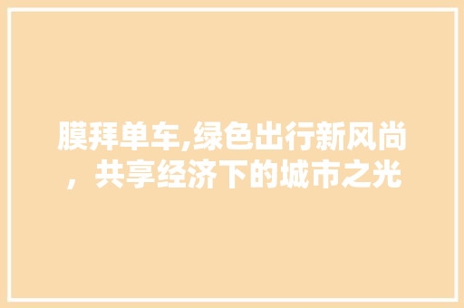 膜拜单车,绿色出行新风尚，共享经济下的城市之光