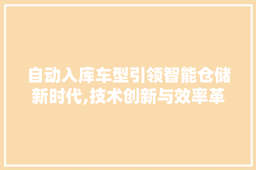 自动入库车型引领智能仓储新时代,技术创新与效率革命