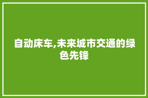 自动床车,未来城市交通的绿色先锋