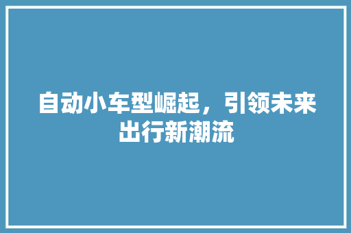 自动小车型崛起，引领未来出行新潮流