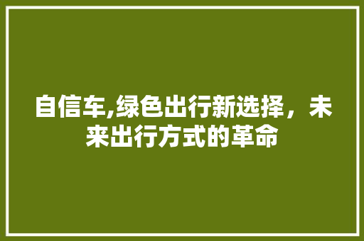 自信车,绿色出行新选择，未来出行方式的革命