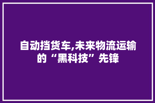 自动挡货车,未来物流运输的“黑科技”先锋