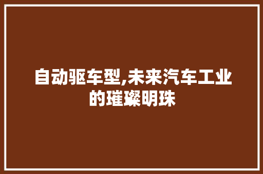 自动驱车型,未来汽车工业的璀璨明珠