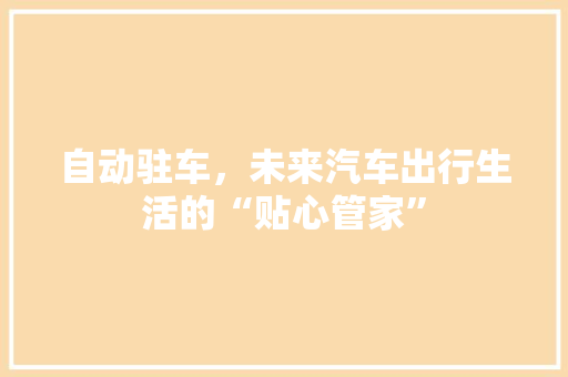 自动驻车，未来汽车出行生活的“贴心管家”