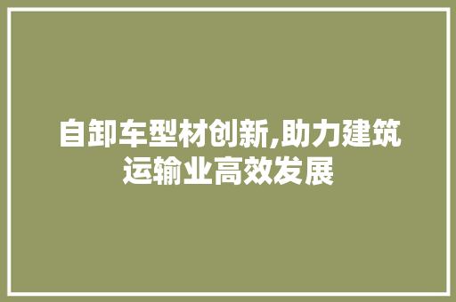 自卸车型材创新,助力建筑运输业高效发展