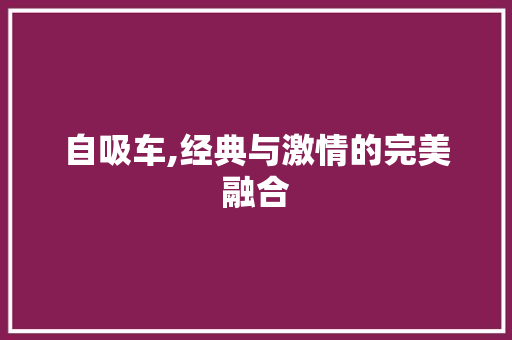 自吸车,经典与激情的完美融合