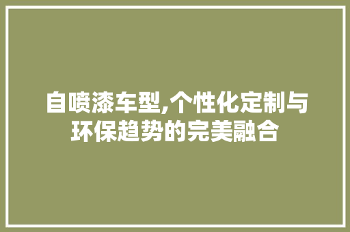 自喷漆车型,个性化定制与环保趋势的完美融合