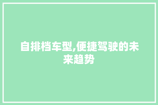 自排档车型,便捷驾驶的未来趋势