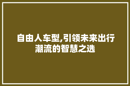 自由人车型,引领未来出行潮流的智慧之选