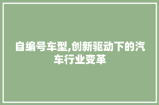 自编号车型,创新驱动下的汽车行业变革 车灯配件