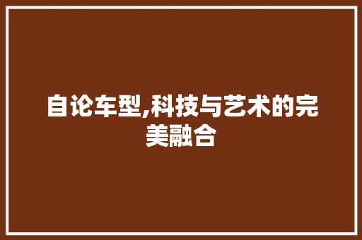 自论车型,科技与艺术的完美融合