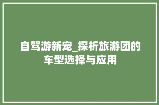 自驾游新宠_探析旅游团的车型选择与应用