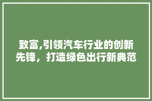 致富,引领汽车行业的创新先锋，打造绿色出行新典范