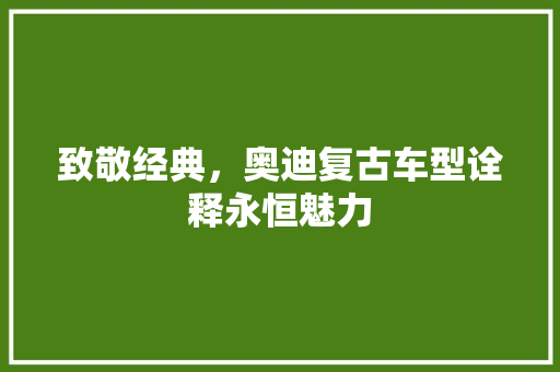致敬经典，奥迪复古车型诠释永恒魅力