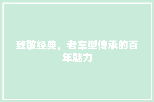 致敬经典，老车型传承的百年魅力