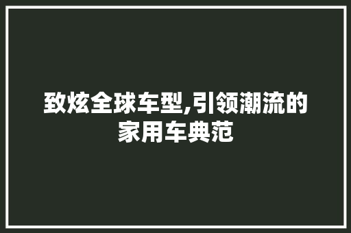 致炫全球车型,引领潮流的家用车典范
