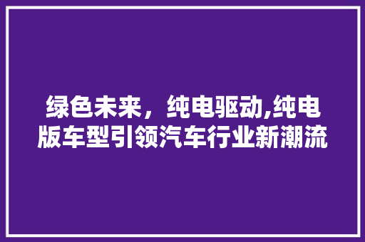 绿色未来，纯电驱动,纯电版车型引领汽车行业新潮流