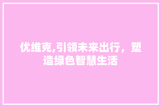 优维克,引领未来出行，塑造绿色智慧生活 新款车型