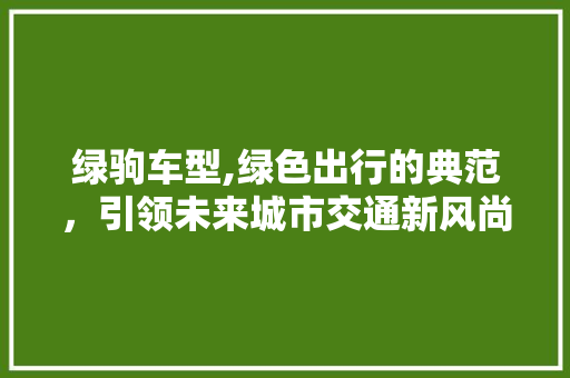 绿驹车型,绿色出行的典范，引领未来城市交通新风尚