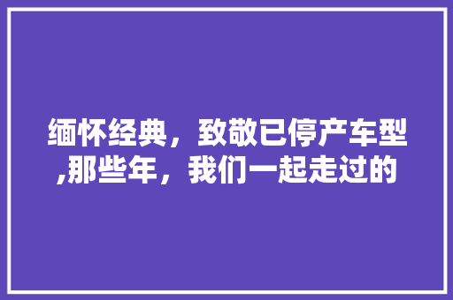 缅怀经典，致敬已停产车型,那些年，我们一起走过的岁月