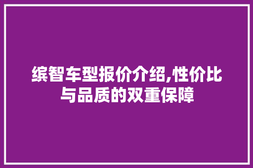缤智车型报价介绍,性价比与品质的双重保障