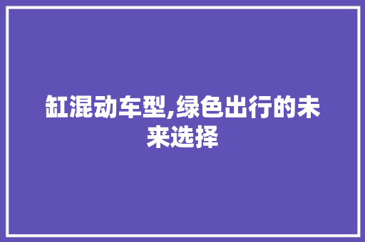 缸混动车型,绿色出行的未来选择