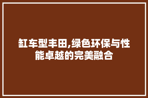 缸车型丰田,绿色环保与性能卓越的完美融合