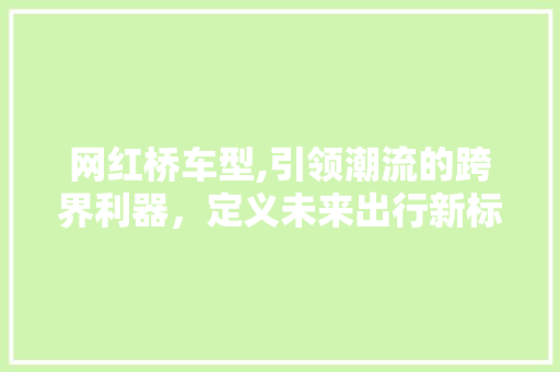 网红桥车型,引领潮流的跨界利器，定义未来出行新标准 新能源汽车