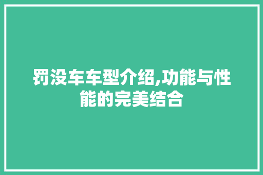 罚没车车型介绍,功能与性能的完美结合