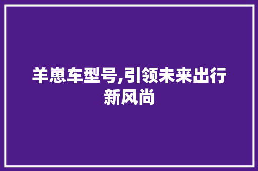羊崽车型号,引领未来出行新风尚