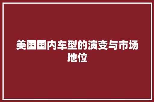 美国国内车型的演变与市场地位