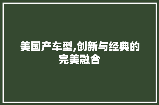 美国产车型,创新与经典的完美融合