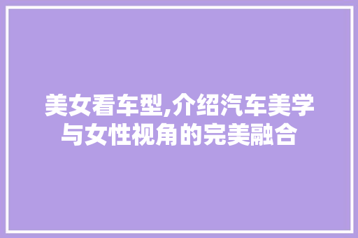 美女看车型,介绍汽车美学与女性视角的完美融合