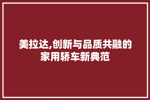 美拉达,创新与品质共融的家用轿车新典范