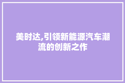 美时达,引领新能源汽车潮流的创新之作