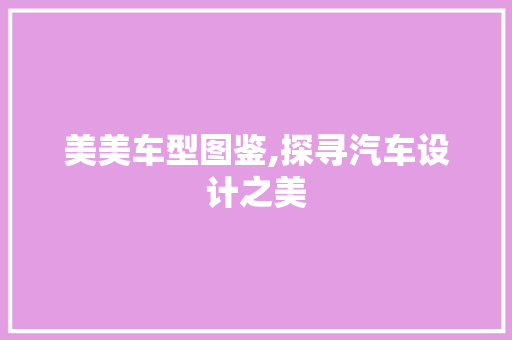 美美车型图鉴,探寻汽车设计之美