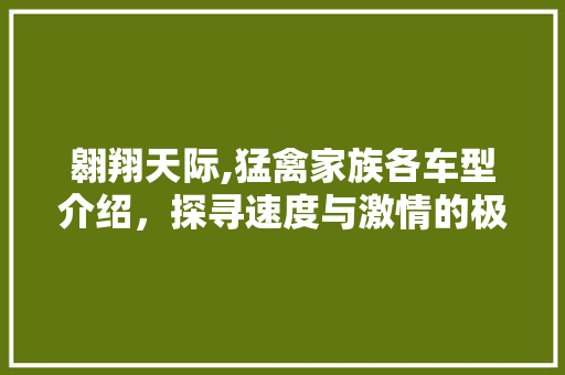 翱翔天际,猛禽家族各车型介绍，探寻速度与激情的极致追求